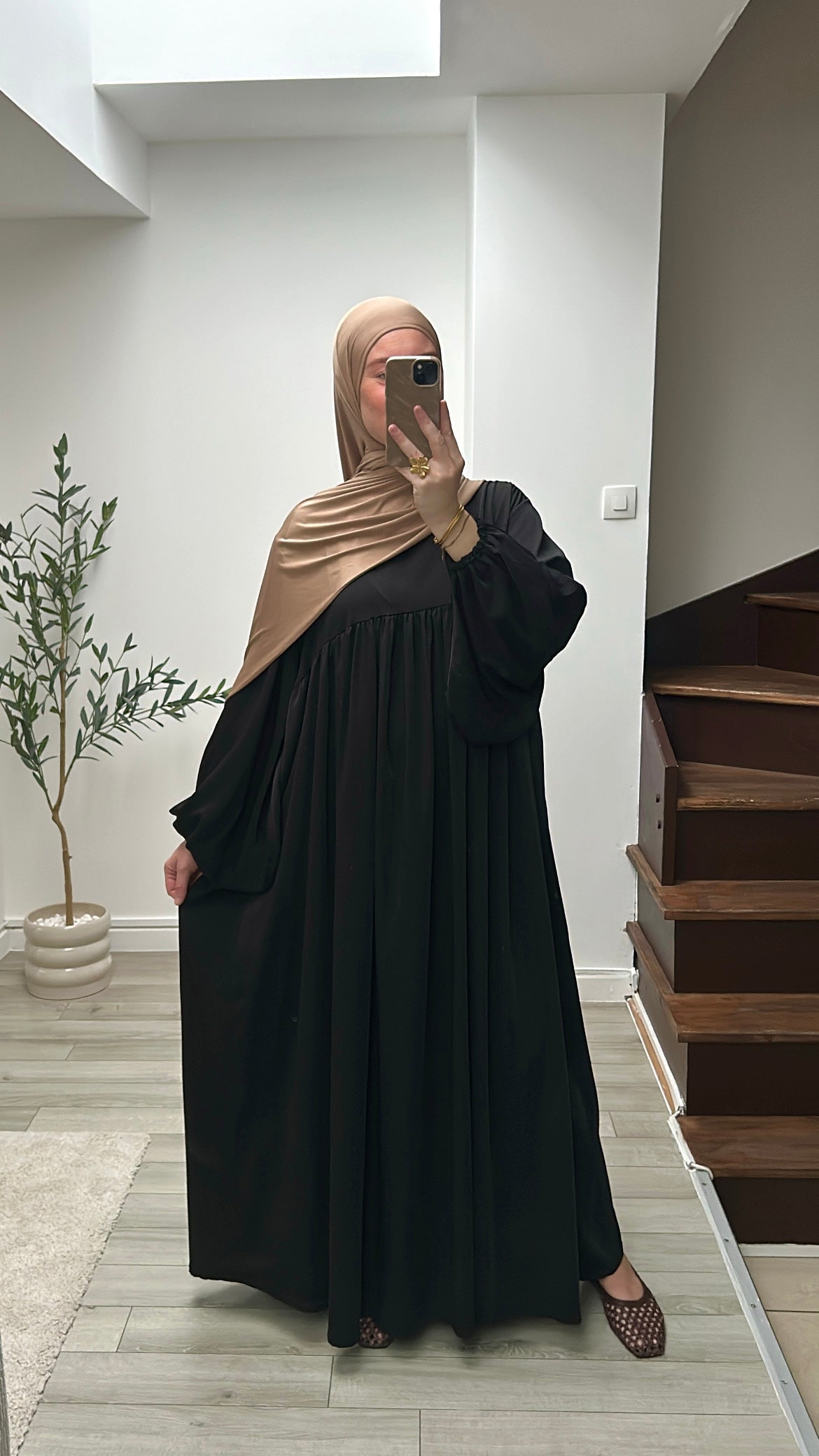 Abaya manches bouffantes soie de Médine