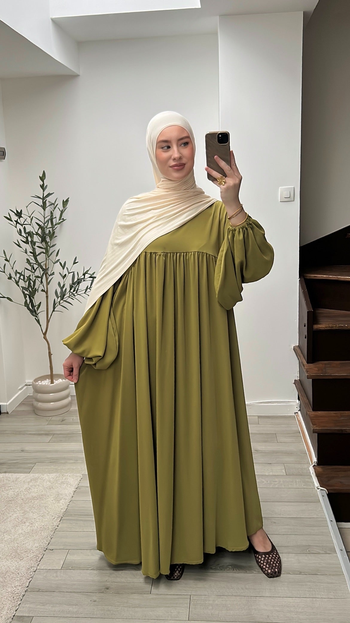 Abaya manches bouffantes soie de Médine