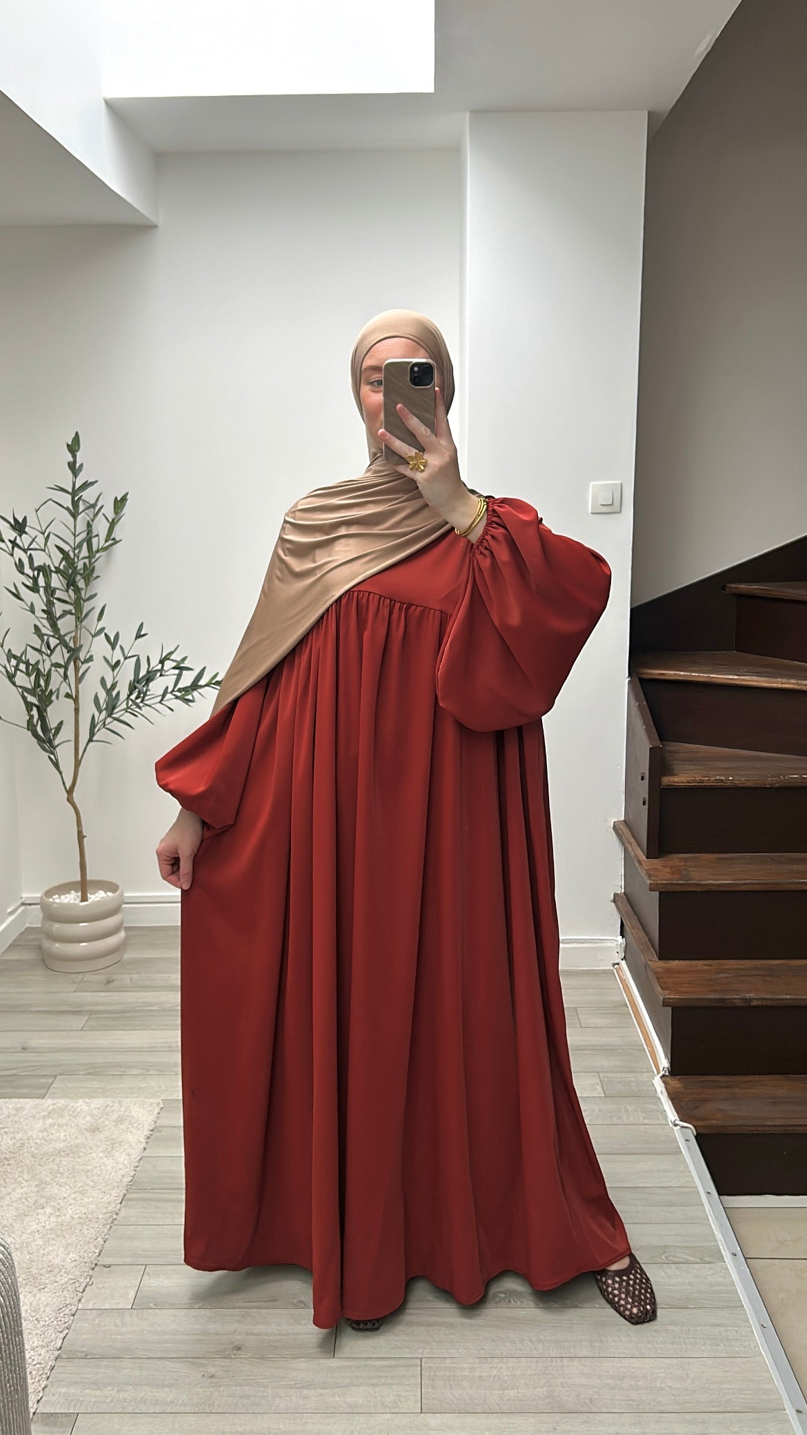 Abaya manches bouffantes soie de Médine