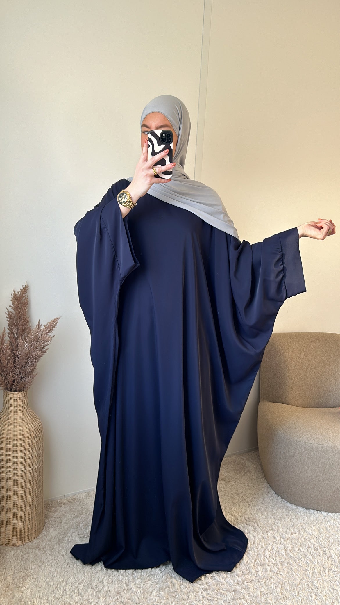 Abaya farasha soie de Médine grande taille (1m75-1m82)