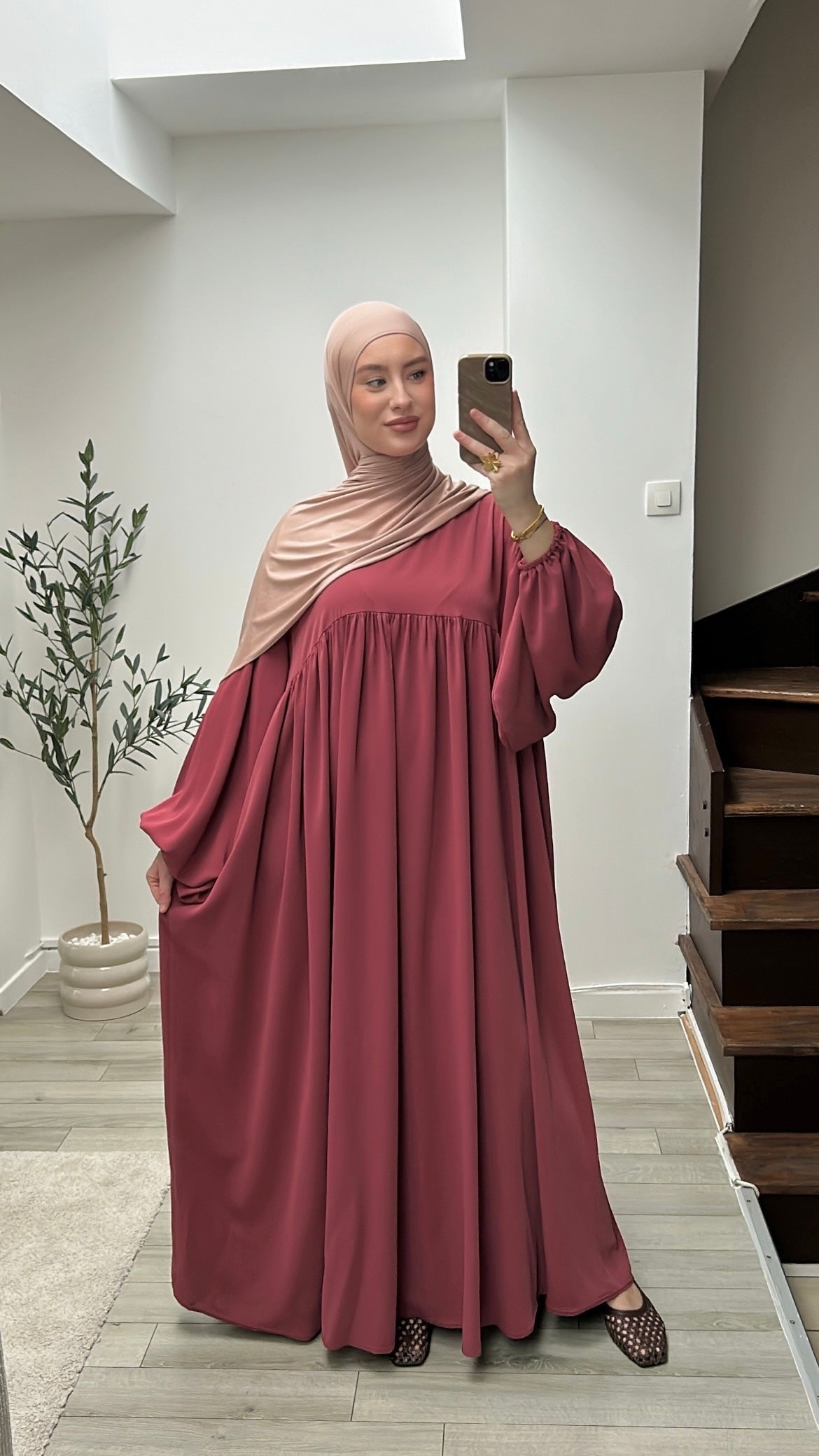 Abaya manches bouffantes soie de Médine