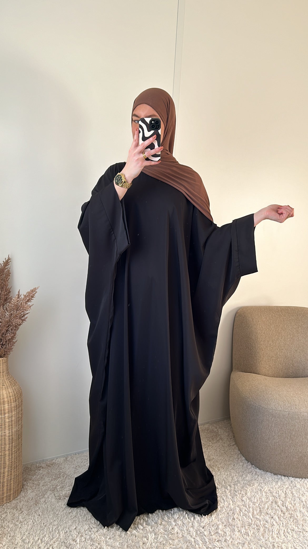 Abaya farasha soie de Médine grande taille (1m75-1m82)